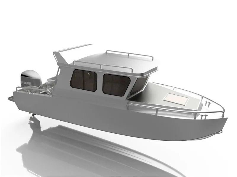 24 Foot (7.45 meters) Aluminum Utility Skiff Plans with Pilot House